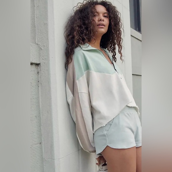 NWOT Free People Split Second Half Zip Sweatshirt - Picture 1 of 11
